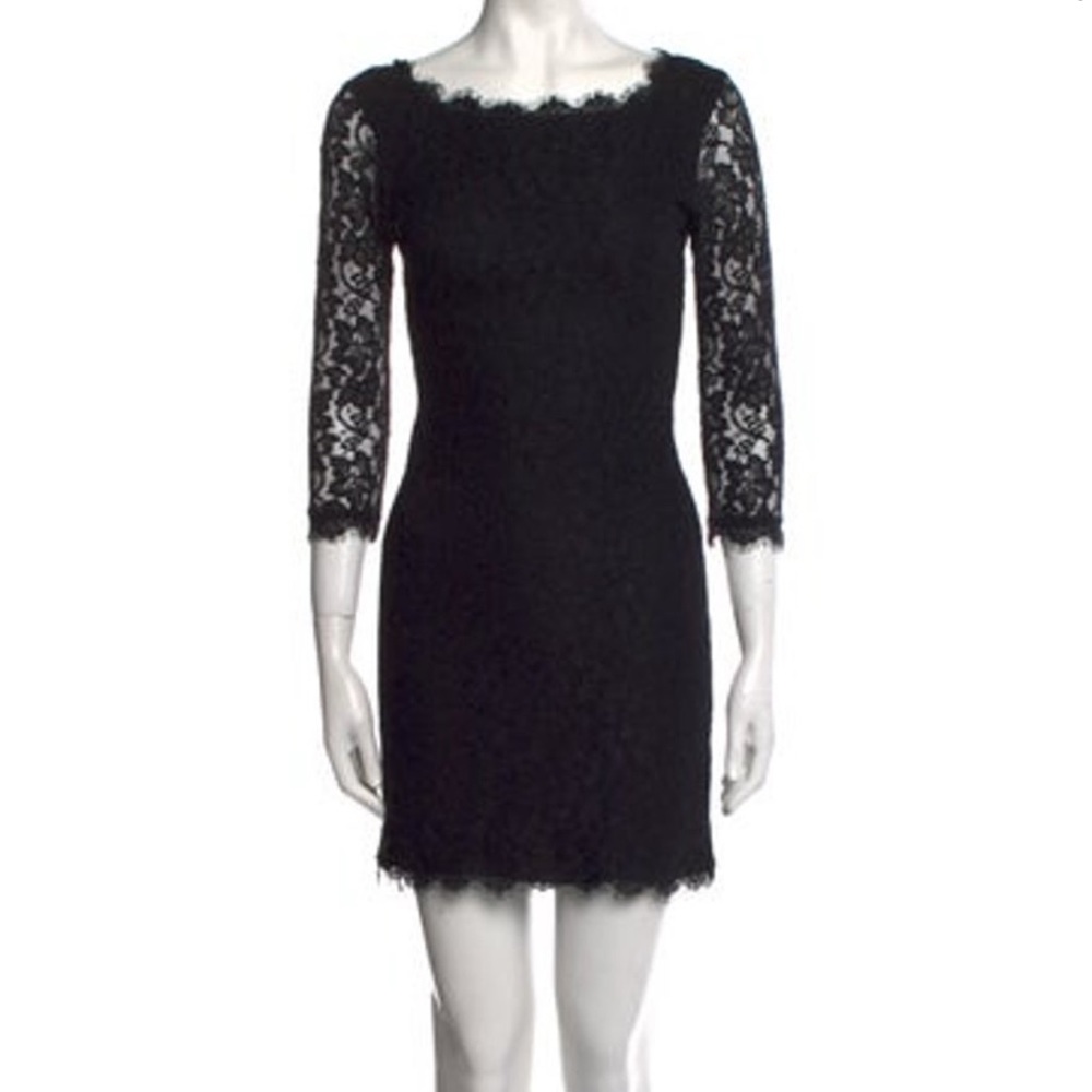 Diane von Furstenberg black lace dress, Size 0. Great condition